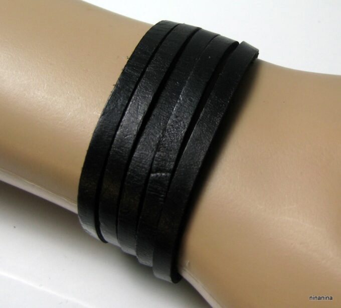 N3731i_bracelet_cuir_5_tours_et_acier_inoxydable