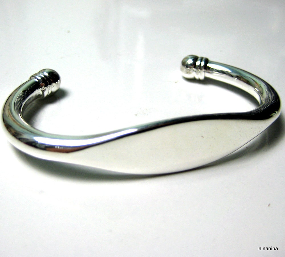 Bracelet Jonc Argent plaqué Homme ouvert ajustable - Ninanina