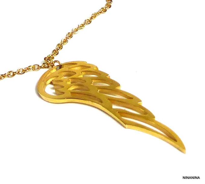 N3783terc_chaine_de_cheville_aile_ange_acier_inoxydable_dore