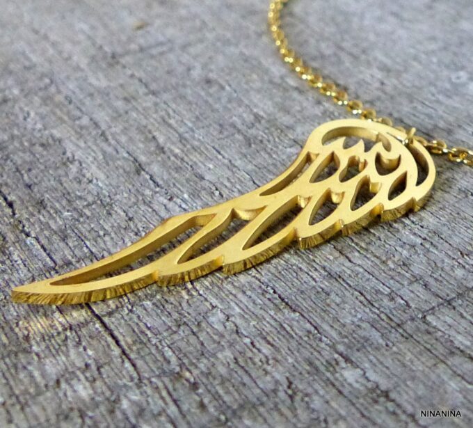 N3783terf_chaine_de_cheville_aile_ange_acier_inoxydable_dore-1