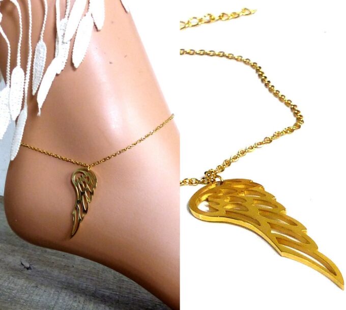 N3783terh_chaine_de_cheville_aile_ange_acier_inoxydable_dore