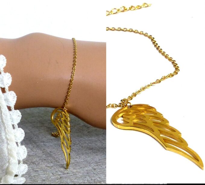 N3786terc_Bracelet_aile_dange_acier_inoxydable_dore