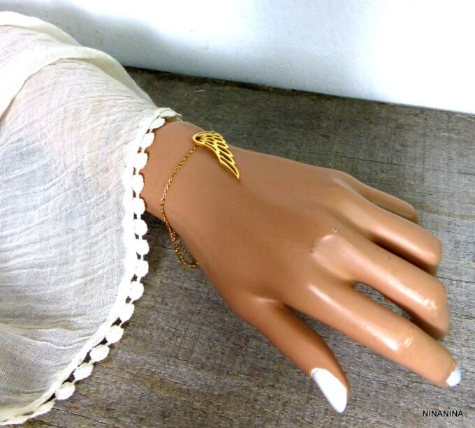 N3786terg_Bracelet_aile_dange_acier_inoxydable_dore