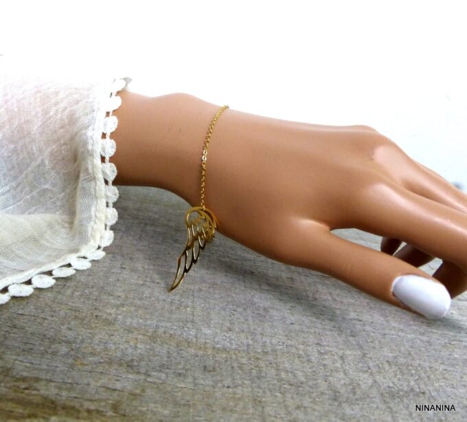 N3786terk_Bracelet_aile_dange_acier_inoxydable_dore