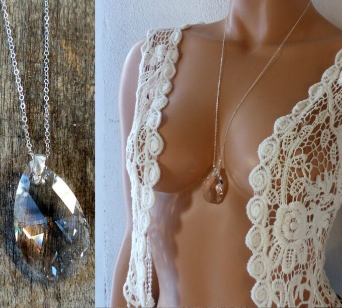 N3810_Collier_long_chaine_argent_925_massif_pendentif_goutte_swarovski_-_Bijoux_Colliers_en_ligne_Ninanina