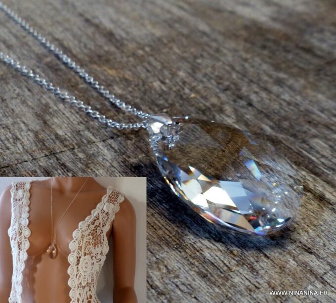 N3810a_Collier_long_chaine_argent_925_massif_pendentif_goutte_swarovski_-_Bijoux_Colliers_en_ligne_Ninanina