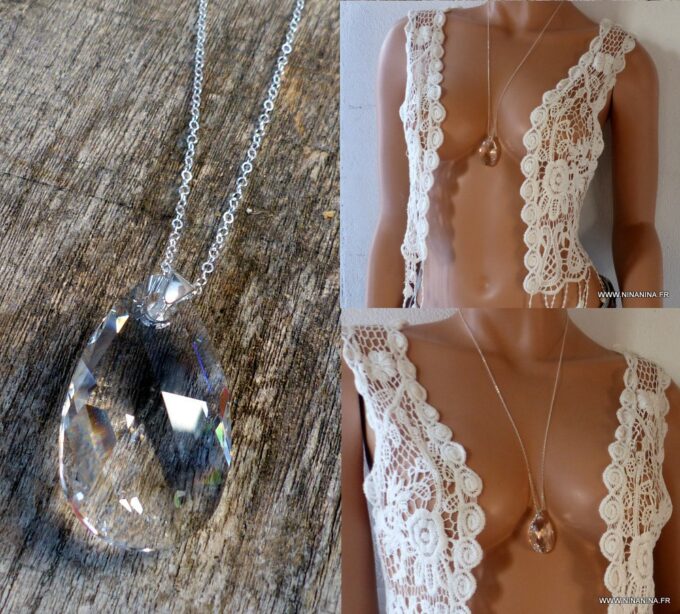 N3810c_Collier_long_chaine_argent_925_massif_pendentif_goutte_swarovski_-_Bijoux_Colliers_en_ligne_Ninanina
