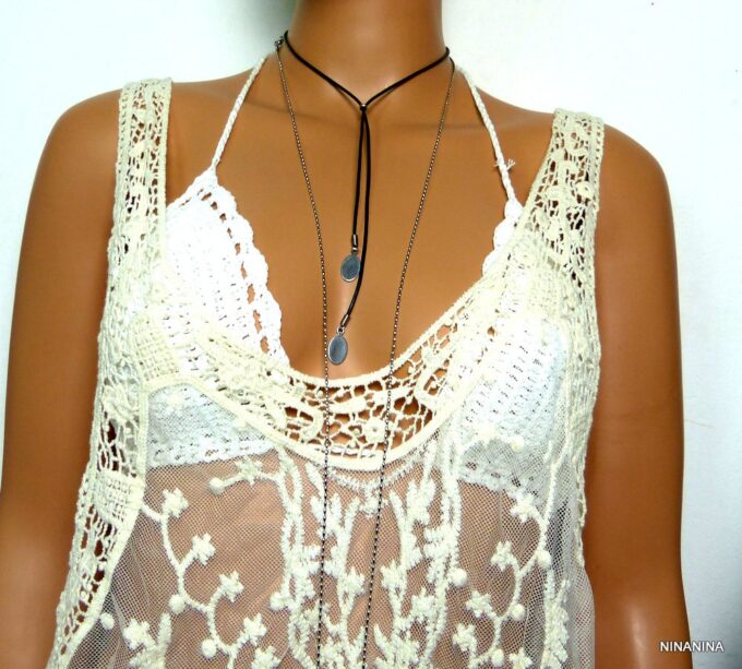 N3816terd_Collier_cordon_cuir_et_acier_inoxydable