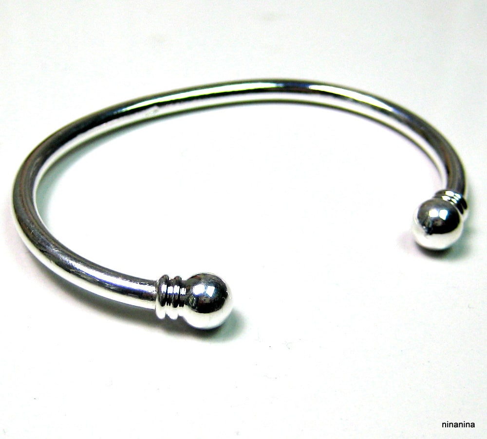 Bracelet jonc homme argent plaqué ouvert réglable - Ninanina