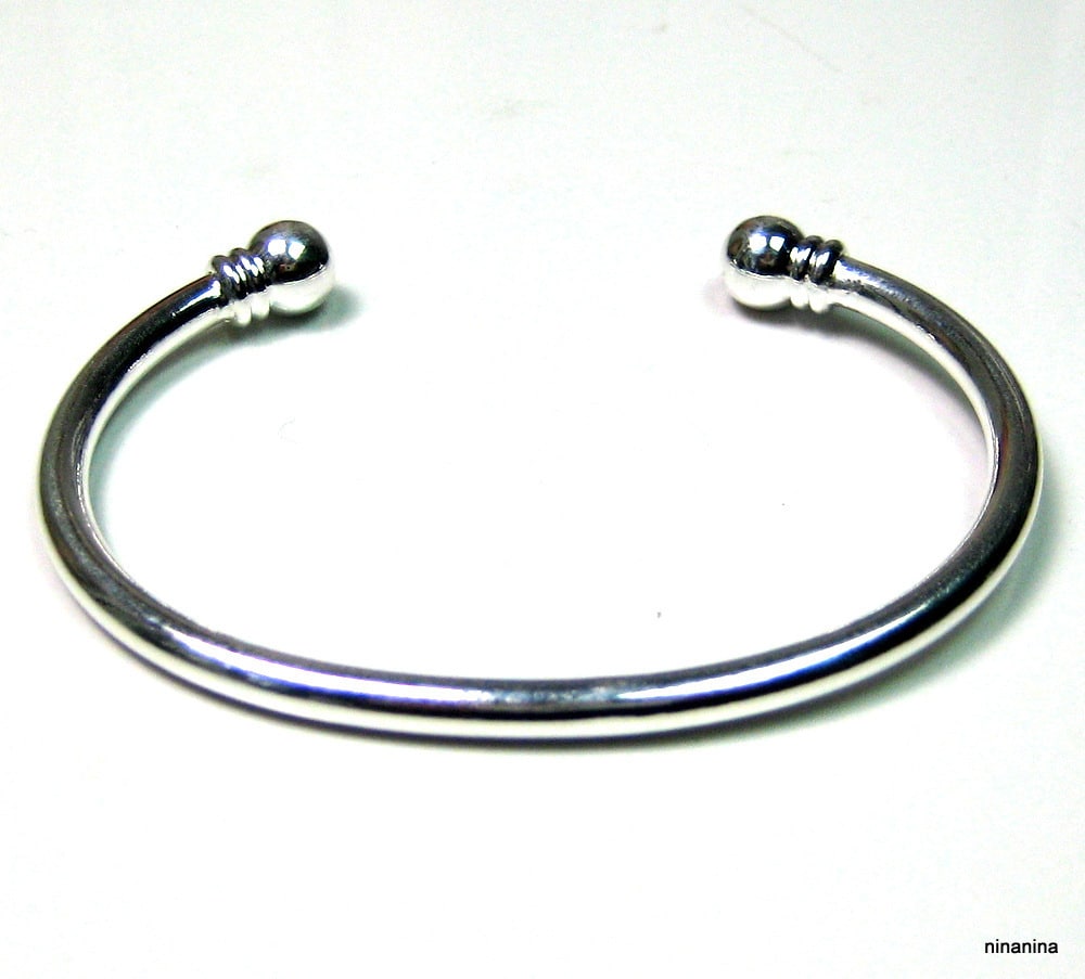 Bracelet jonc homme argent plaqué ouvert réglable - Ninanina