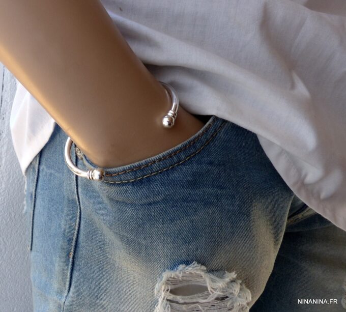 N3834g_Bracelet_homme_demi_jonc_plaque_argent_925_-_Bijoux_Bracelets_en_ligne_Ninanina