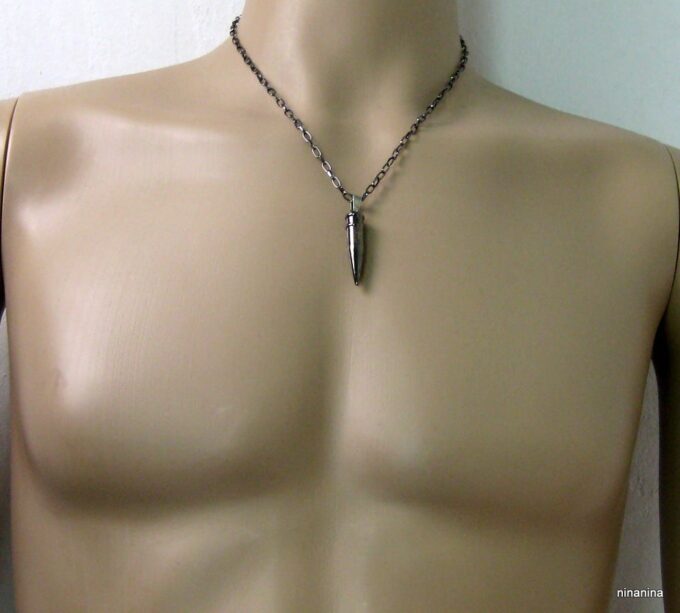 N3851d_collier_homme_balle_revolver_acier_noir
