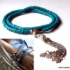 N3875n_Bracelet_wrap_2_tours_perles_coco_turquoise_et_pompon_metal_argente_-_Bijoux_en_ligne_NINANINA
