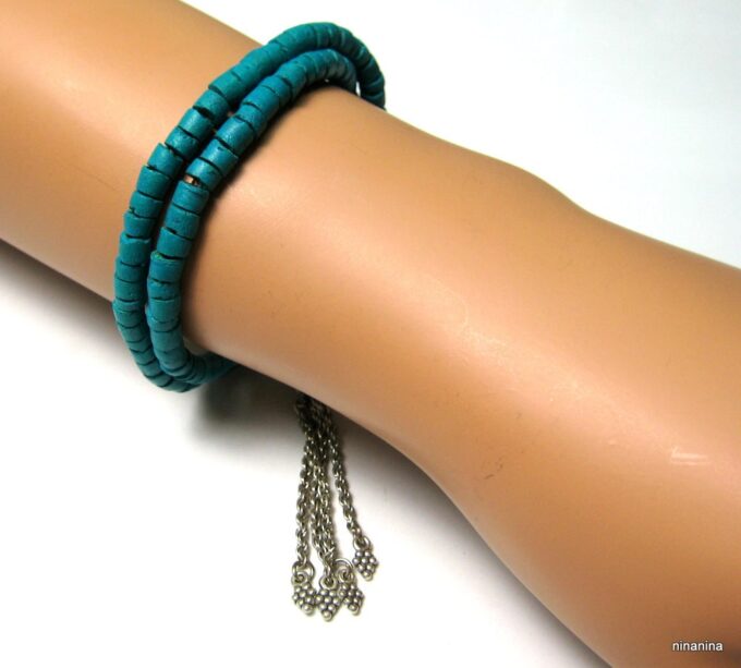 N3875o_bracelet_2_tours_coco_turquoise_pompon_argent