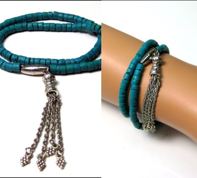 N3875x_bracelet_2_tours_coco_turquoise_pompon_argent