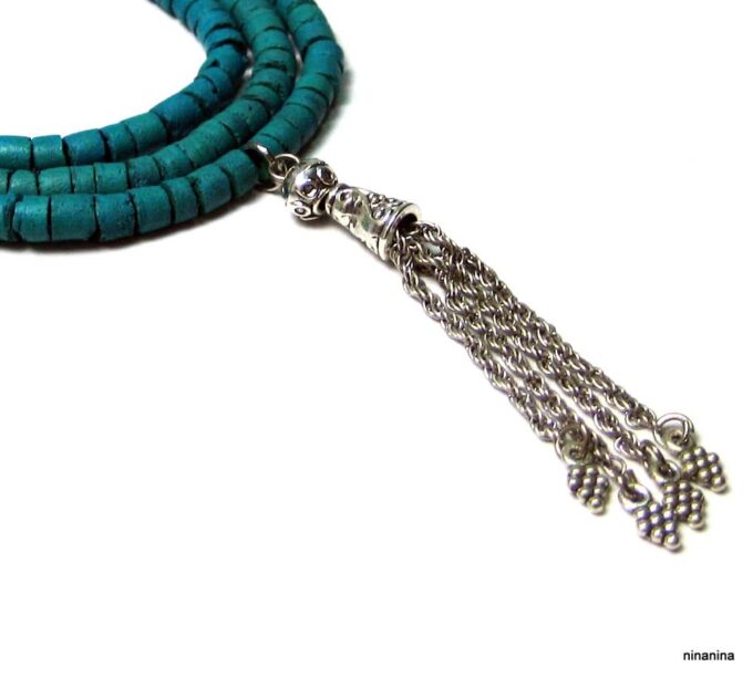 N3878c_bracelet_3_tours_coco_turquoise_pompon_argent