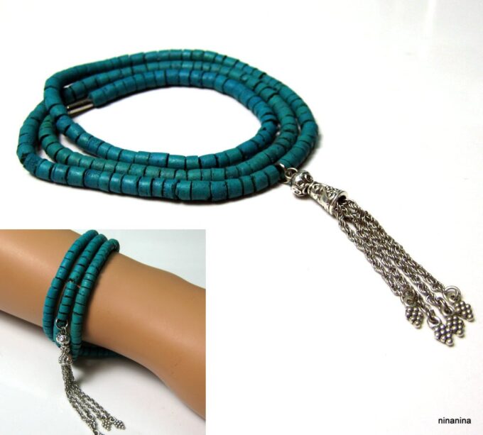 N3878d_bracelet_3_tours_coco_turquoise_pompon_argent