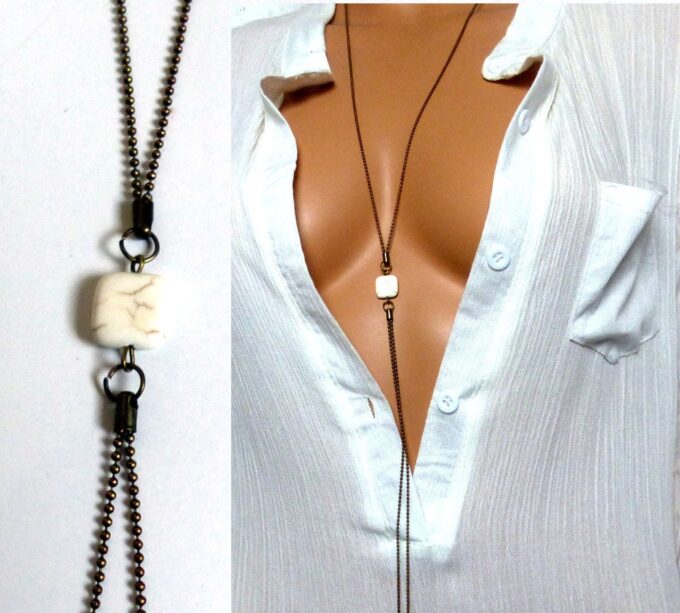 N3883b_Collier_femme_long_sautoir_chaine_boule_metal_bronze_perle_carree_ivoire_-_Bijoux_en_ligne_NINANINA