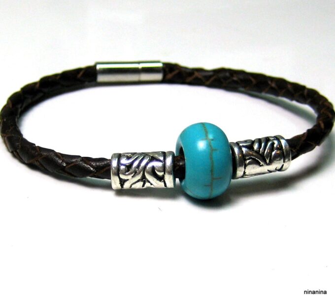 N3895a_bracelet_cuir_tresse_et_turquoise