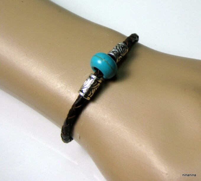 N3895c_bracelet_cuir_tresse_et_turquoise