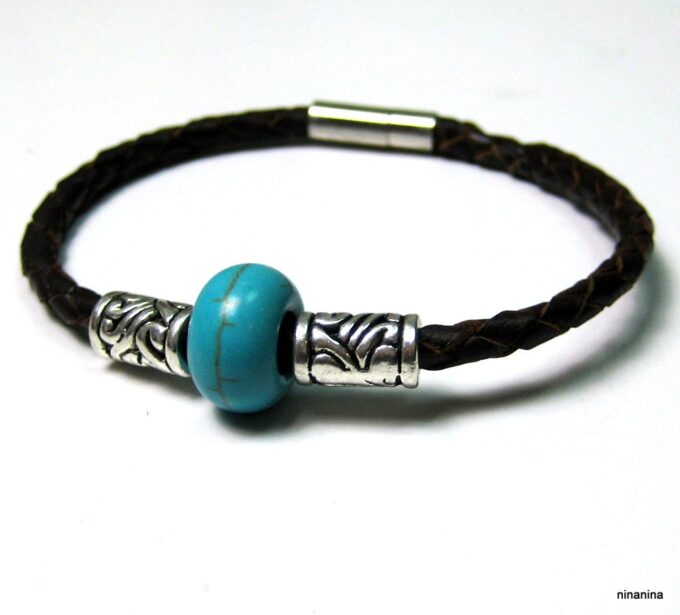 N3895f_bracelet_cuir_tresse_et_turquoise