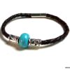 N3895tera_Bracelet_homme_cuir_tresse_rondelle_turquoise_tubes_metal_argente