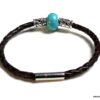 N3895terc_Bracelet_homme_cuir_tresse_rondelle_turquoise_tubes_metal_argente
