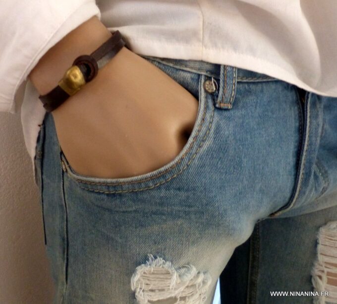 N3897g_Bracelet_homme_cuir_et_fermoir_metal_bronze_-_Bijoux_Bracelets_en_ligne_Ninanina-1