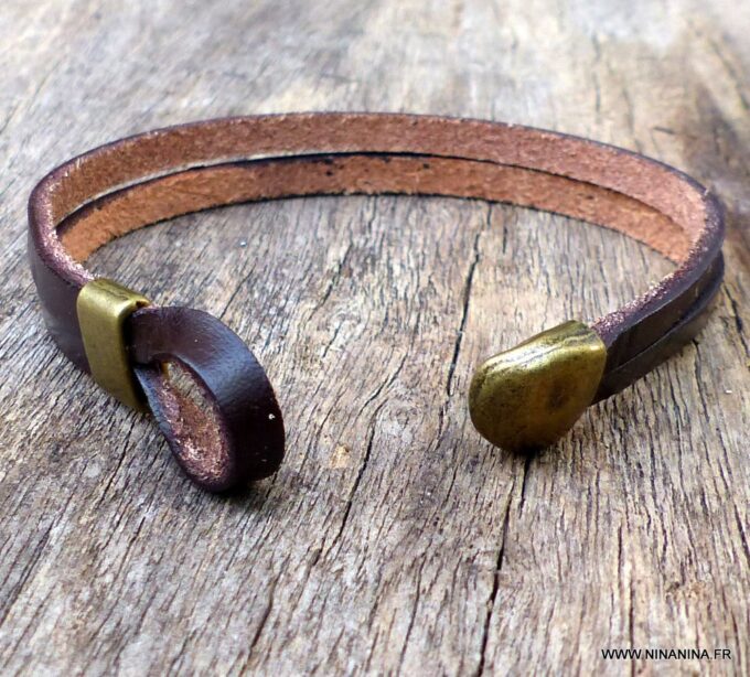 N3897l_Bracelet_homme_cuir_et_fermoir_metal_bronze_-_Bijoux_Bracelets_en_ligne_Ninanina-1