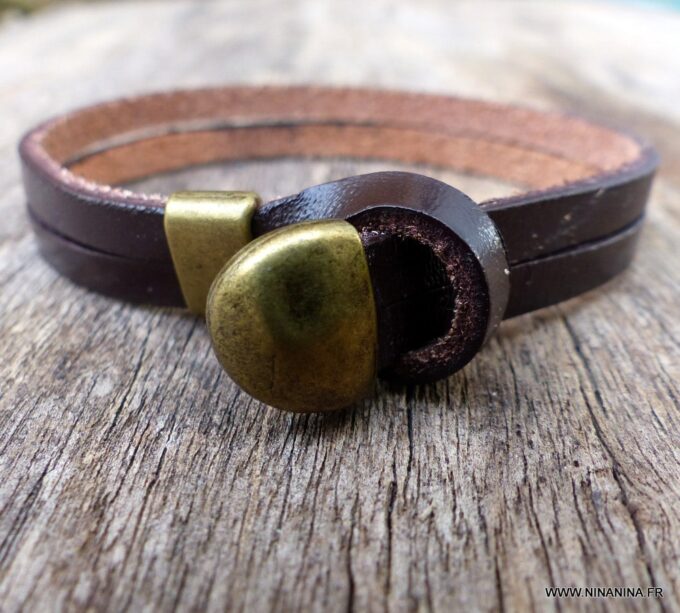 N3897n_Bracelet_homme_cuir_et_fermoir_metal_bronze_-_Bijoux_Bracelets_en_ligne_Ninanina