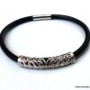 N3907b_Bracelet_homme_cordon_cuir_demi_lune_metal_argent_fermoir_acier_inoxydable_-_Bijoux_Bracelets_en_ligne_Ninanina