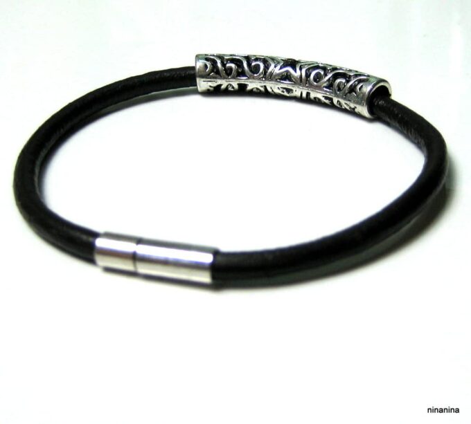 N3907c_bracelet_cuir_et_tube_metal_argent