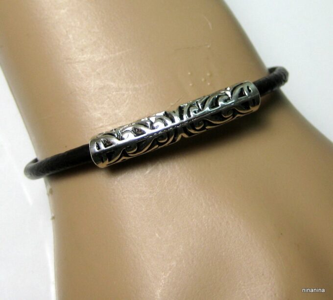 N3907f_bracelet_cuir_et_tube_metal_argent