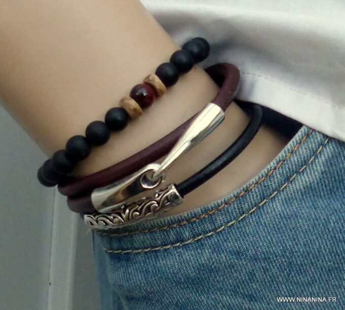 N3907g_Bracelet_homme_cordon_cuir_demi_lune_metal_argent_fermoir_acier_inoxydable_-_Bijoux_Bracelets_en_ligne_Ninanina-1