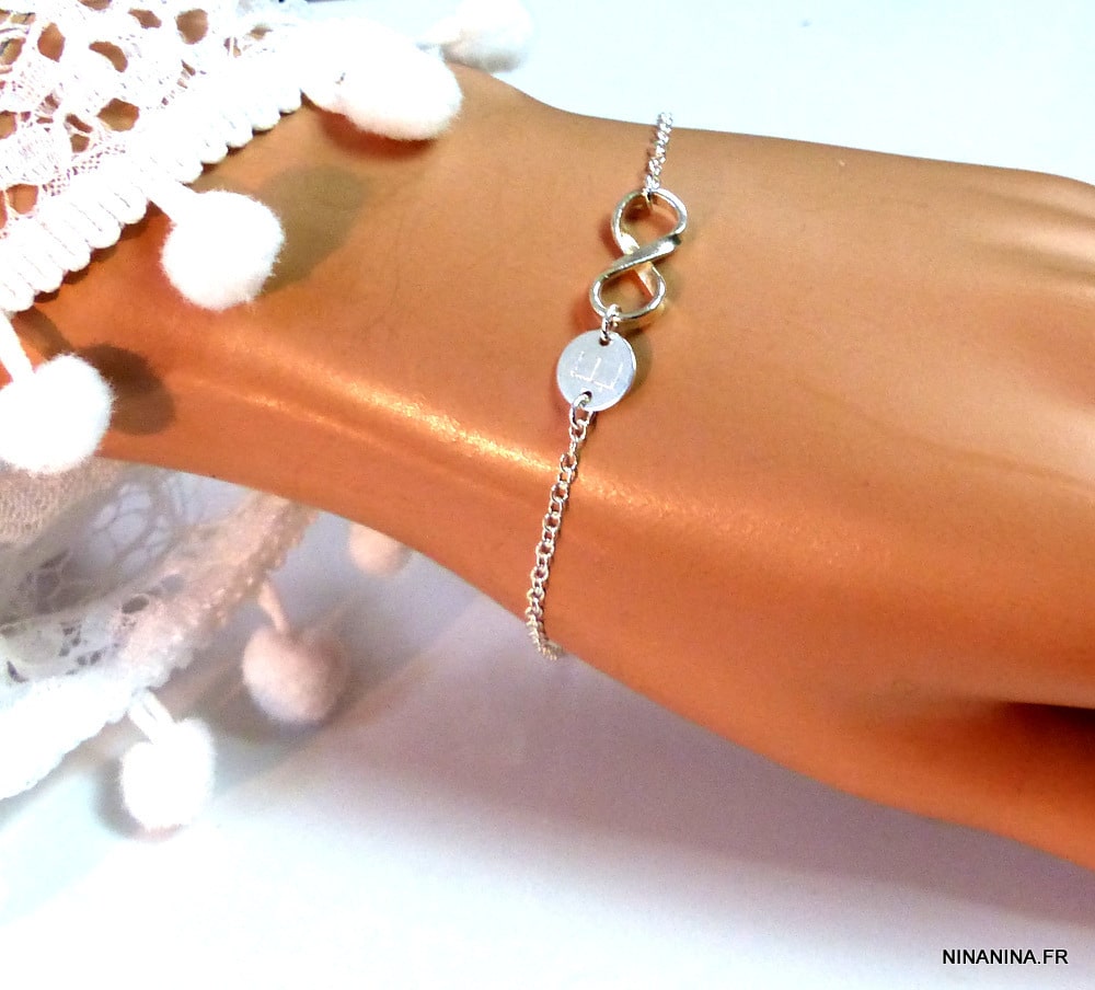 Bracelet personnalisé femme Argent 925 gravé pas cher - Ninanina