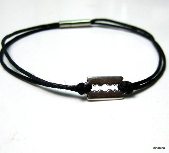 N3911d_bracelet_cordon_lame_de_rasoir_metal_argent