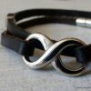 N3912a_Bracelet_homme_infini_2_tours_cuir_lettre_personnalise_Acier_inoxydable_-_Bijoux_Bracelets_en_ligne_Ninanina