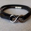 N3912e_Bracelet_homme_infini_2_tours_cuir_lettre_personnalise_Acier_inoxydable_-_Bijoux_Bracelets_en_ligne_Ninanina