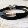 N3912h_Bracelet_homme_infini_2_tours_cuir_lettre_personnalise_Acier_inoxydable_-_Bijoux_Bracelets_en_ligne_Ninanina