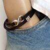 N3912i_Bracelet_homme_infini_2_tours_cuir_lettre_personnalise_Acier_inoxydable_-_Bijoux_Bracelets_en_ligne_Ninanina