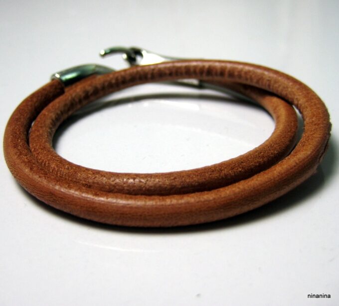 N3923a_bracelet_cuir_2_tours_crochet_metal_argente