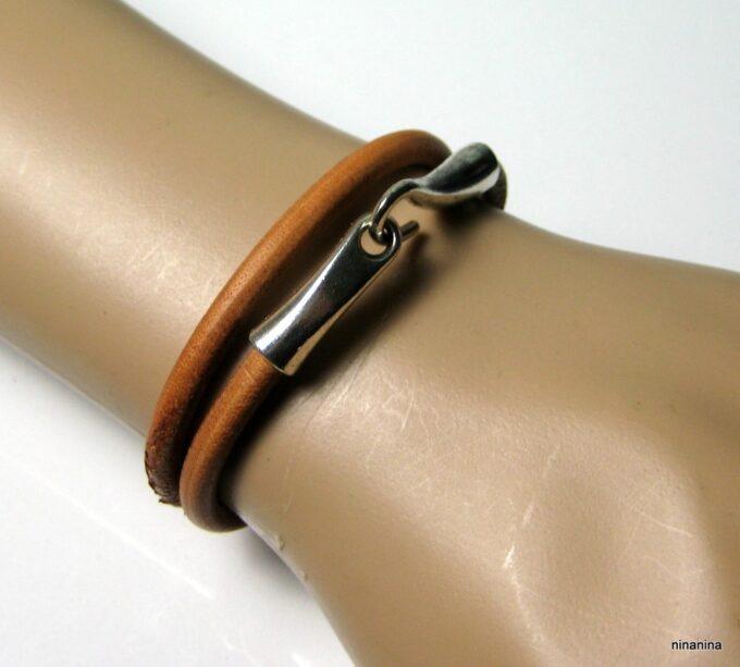 N3923c_bracelet_cuir_2_tours_crochet_metal_argente