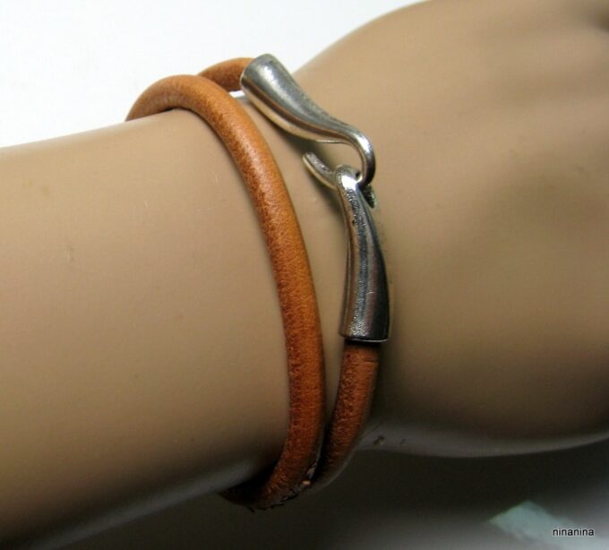 N3923d_bracelet_cuir_2_tours_crochet_metal_argente