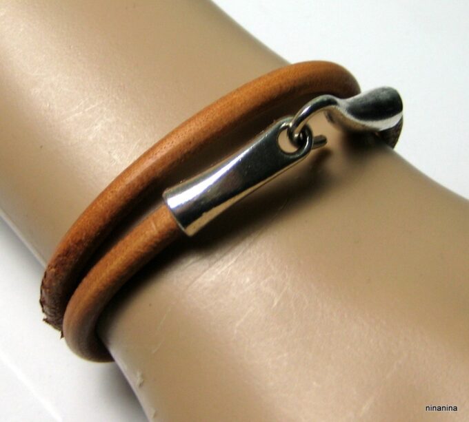 N3923e_bracelet_cuir_2_tours_crochet_metal_argente