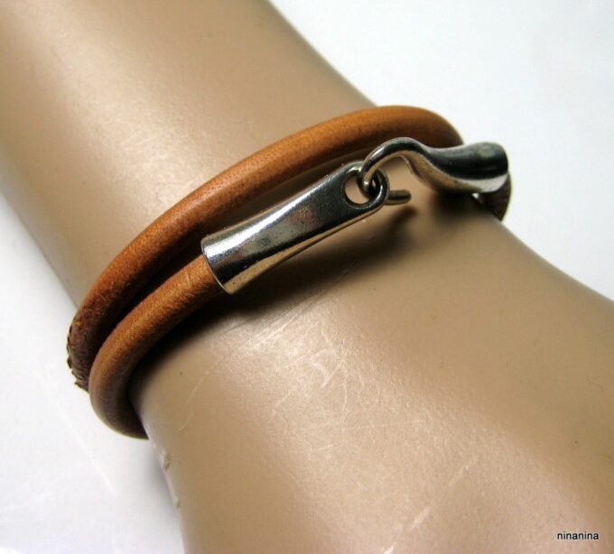 N3923g_bracelet_cuir_2_tours_crochet_metal_argente