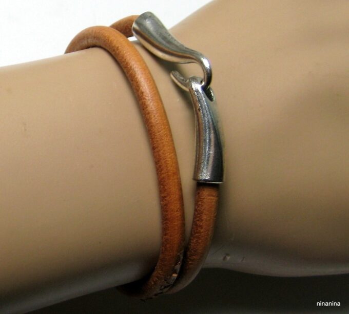 N3923h_bracelet_cuir_2_tours_crochet_metal_argente