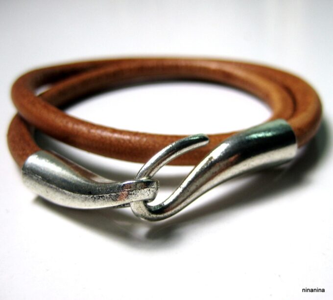 N3923i_bracelet_cuir_2_tours_crochet_metal_argente