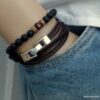 N3925b_Bracelet_wrap_cordon_cuir_fermoir_rectangle_metal_argente_-_Bijoux_Bracelets_en_ligne_ninanina