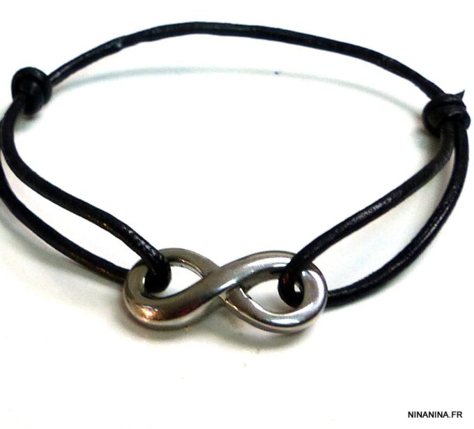 N3956bisb_Bracelet_cordon_cuir_infini_acier_inoxydable