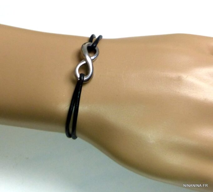 N3956bisf_Bracelet_cordon_cuir_infini_acier_inoxydable